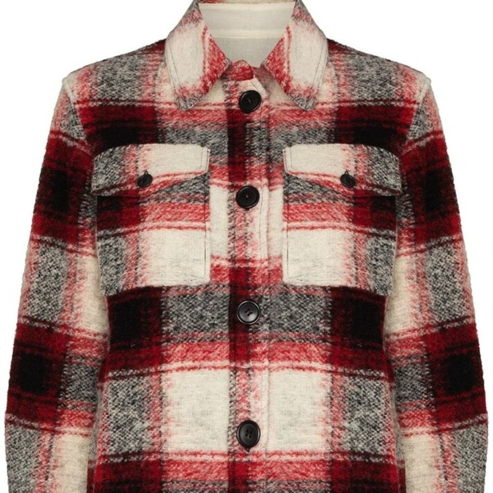 100% Auth Isabel Marant Gastino Jacket Coat Plaid Black/Red Size 42 - 10/12 US